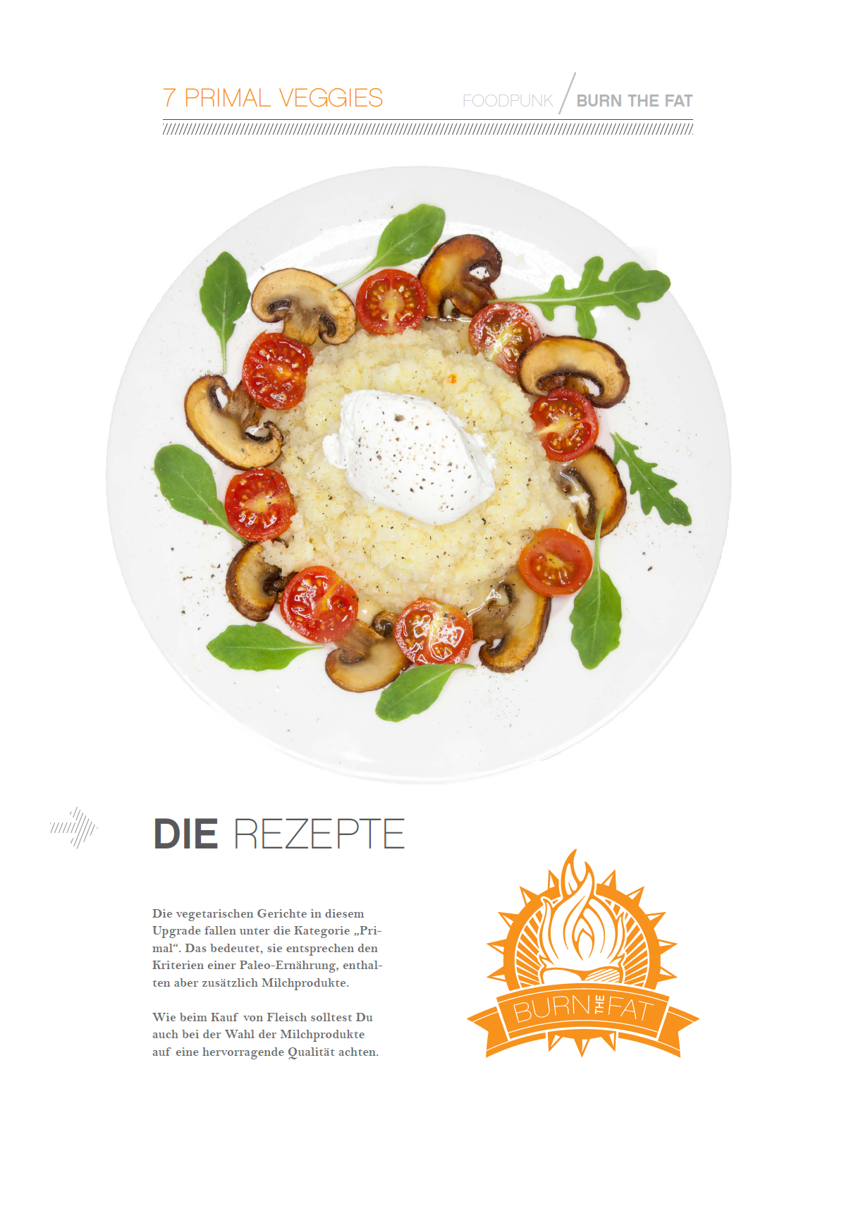 Primal Upgrade, Burn The Fat 1500 kcal, 7 vegetarische Rezepte mit Milchprodukten
