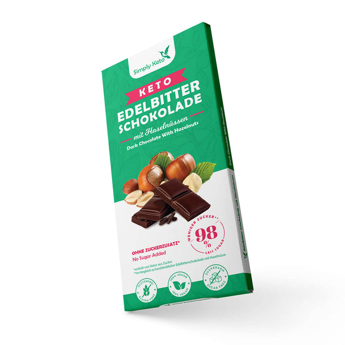 Keto Edelbitter Schokolade mit Haselnüssen | 60% Kakao