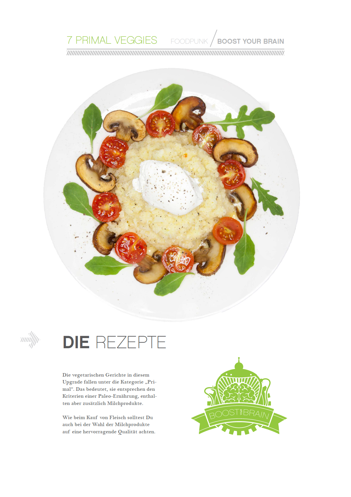 Primal Upgrade, Boost Your Brain 1500 kcal, 7 vegetarische Rezepte mit Milchprodukten