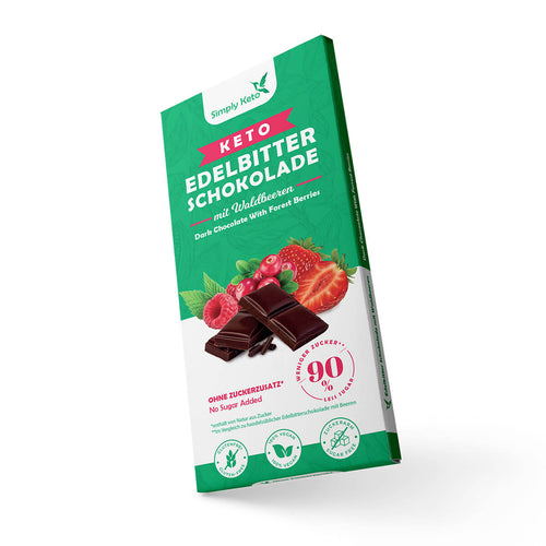 Keto Edelbitter Schokolade mit Waldbeeren | 60% Kakao
